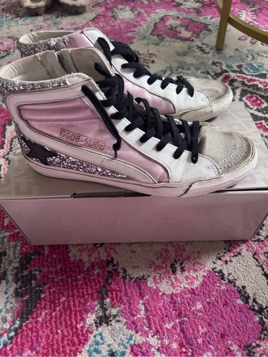 Golden Goose Shoes - Golden Goose High Top Sneakers - Pink and Glitter